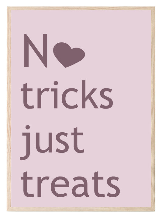 No Tricks Just Treats Print | Halloween Wall Art | Purple & Pink
