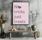 No Tricks Just Treats Print | Halloween Wall Art | Purple & Pink - Larosier Prints