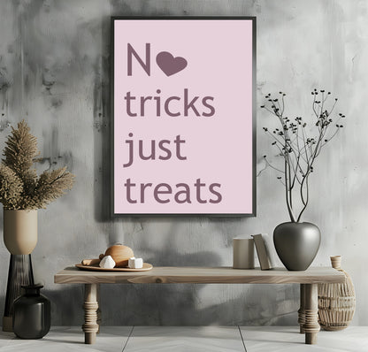 No Tricks Just Treats Print | Halloween Wall Art | Purple & Pink