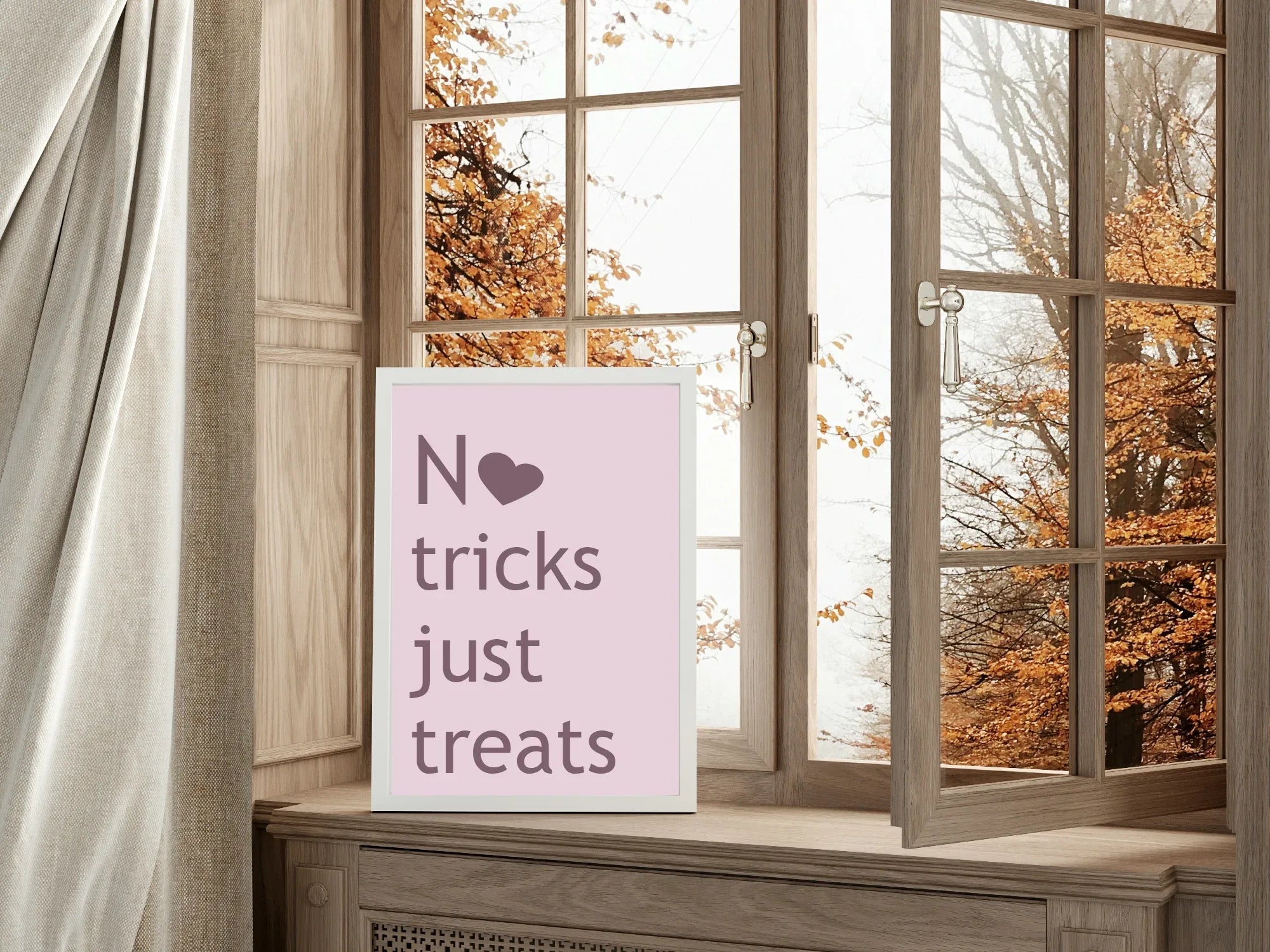No Tricks Just Treats Print | Halloween Wall Art | Purple & Pink - Larosier Prints
