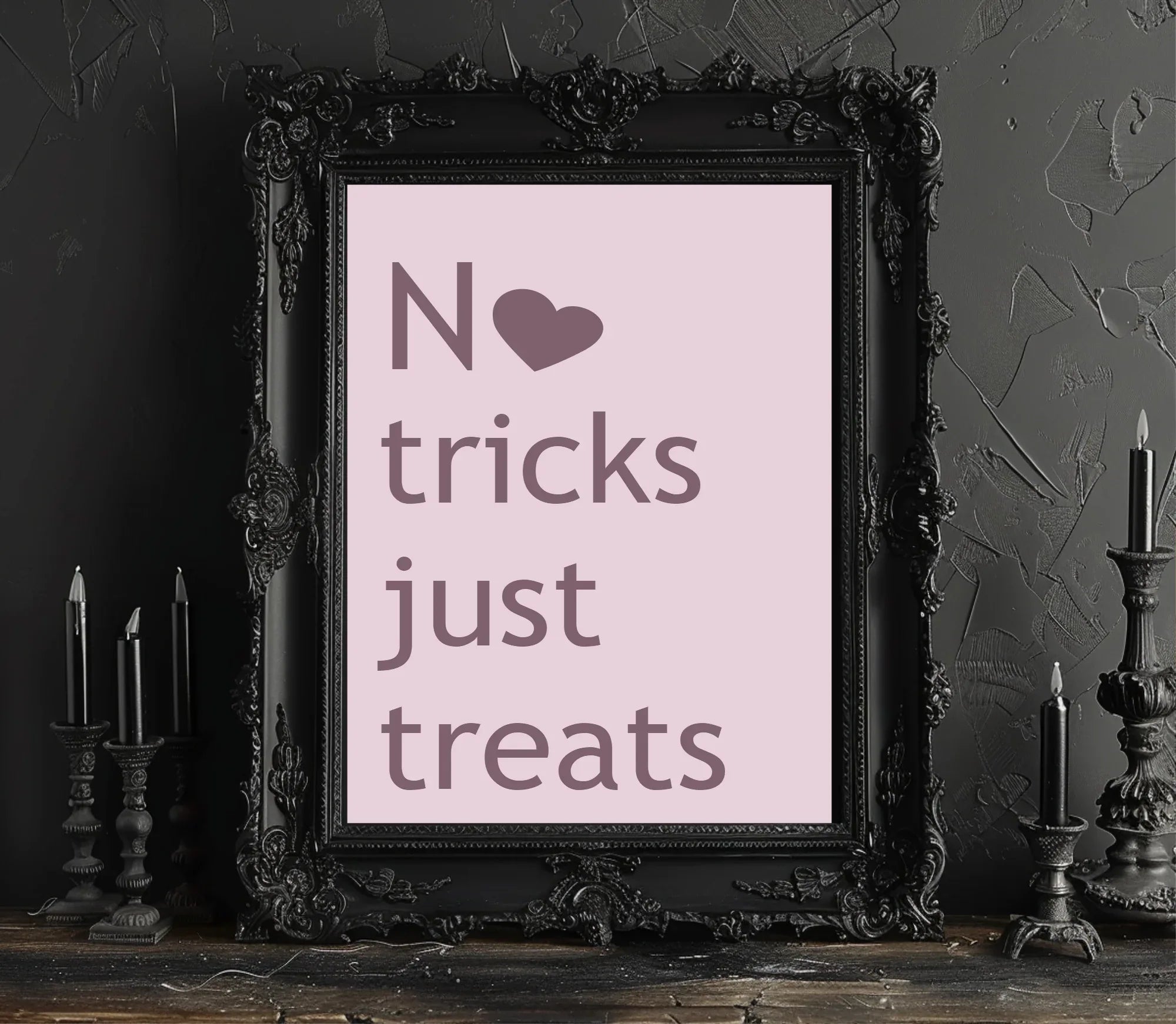 No Tricks Just Treats Print | Halloween Wall Art | Purple & Pink - Larosier Prints