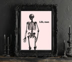 Life, Man Print | Skeleton Wall Art | Pink - Larosier Prints