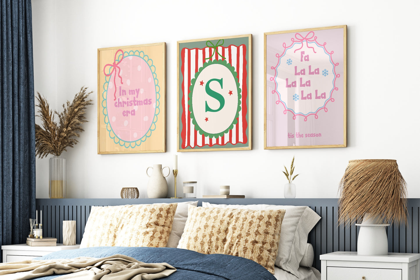 Personalised Christmas Initial Print | Striped Wall Art