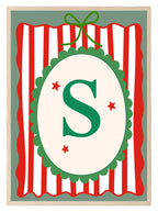 Personalised Christmas Initial Print | Striped Wall Art - Larosier Prints