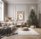Personalised Christmas Initial Print | Striped Wall Art - Larosier Prints