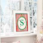 Personalised Christmas Initial Print | Striped Wall Art - Larosier Prints