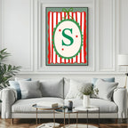 Personalised Christmas Initial Print | Striped Wall Art - Larosier Prints