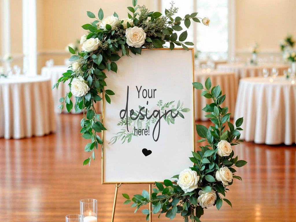 Green & White Rose Custom Bespoke Wedding Party Sign - Larosier Prints