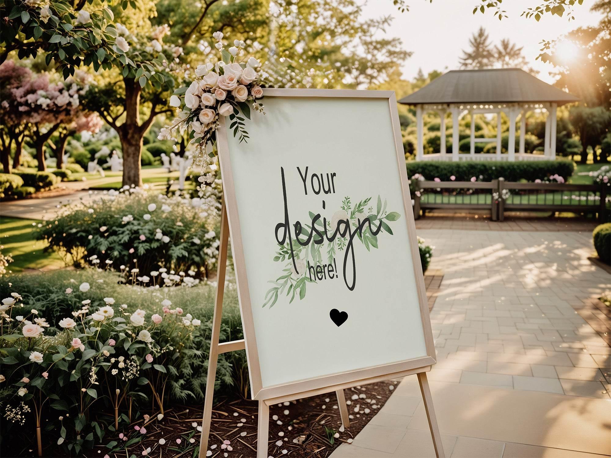Green & White Rose Custom Bespoke Wedding Party Sign - Larosier Prints