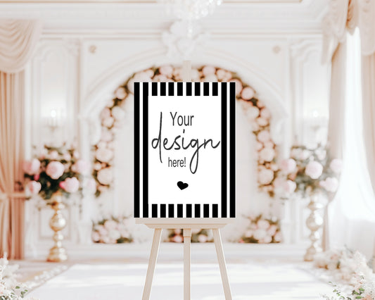Black & White Stripe Custom Bespoke Wedding Party Sign