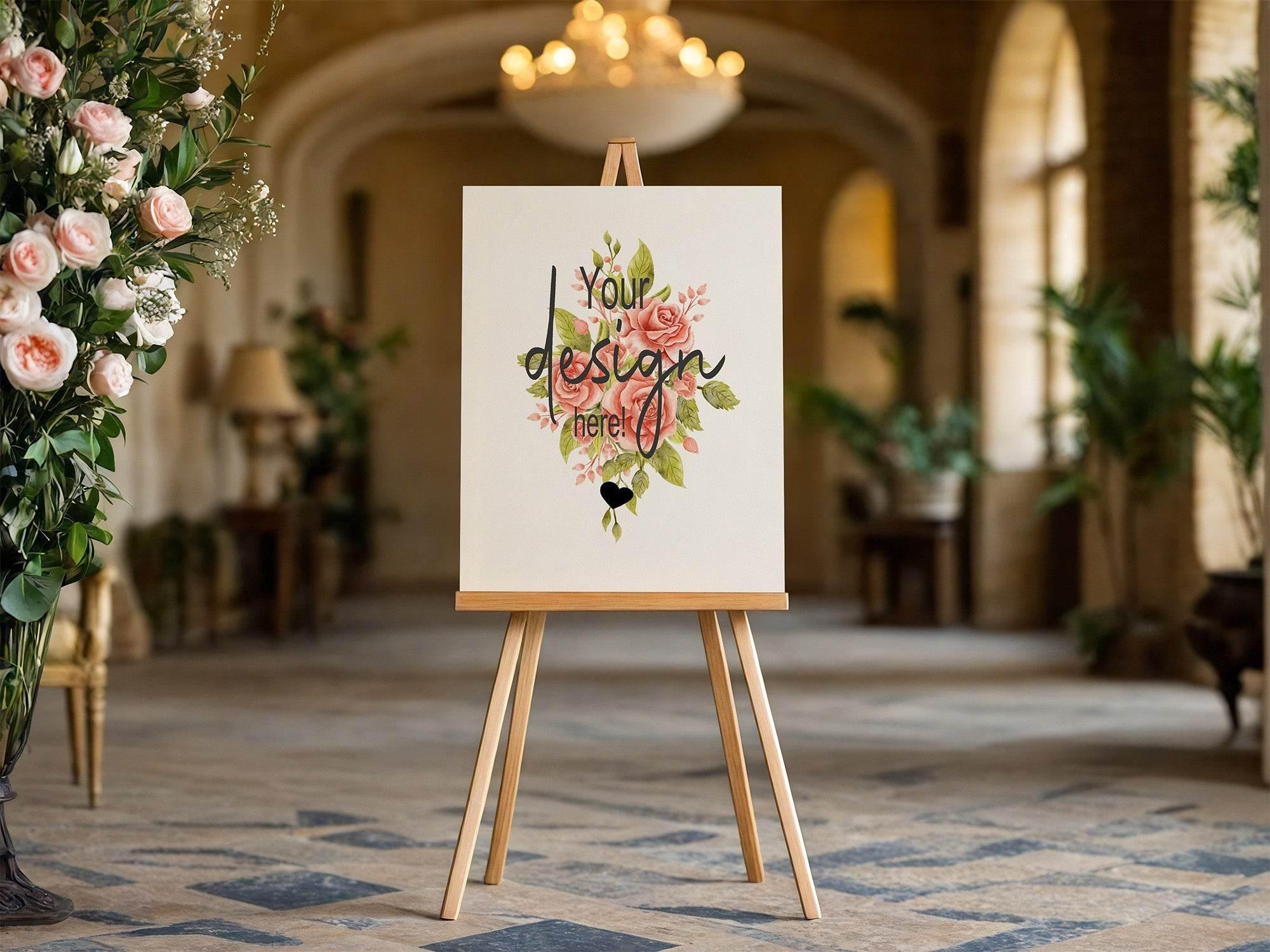 Pink Rose Custom Bespoke Wedding Party Sign - Larosier Prints