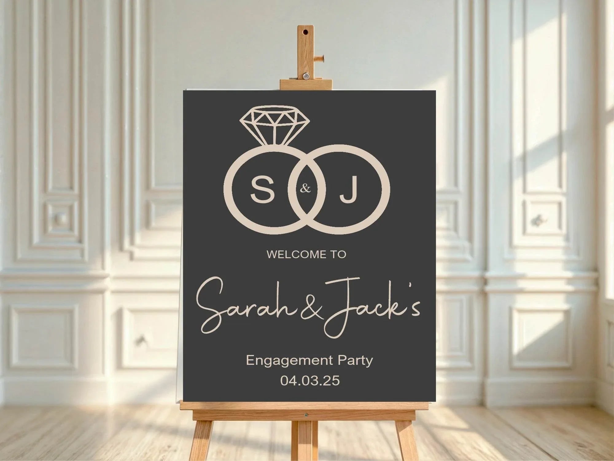 Diamond Ring Engagement Welcome Party Sign - Larosier Prints