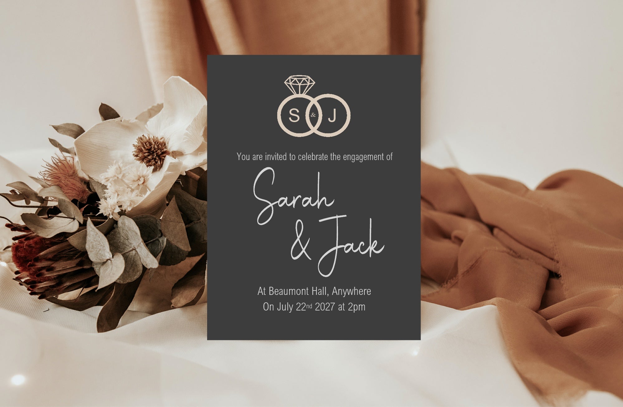 Diamond Ring Engagement Party Invitations | Personalised | Pack of 10