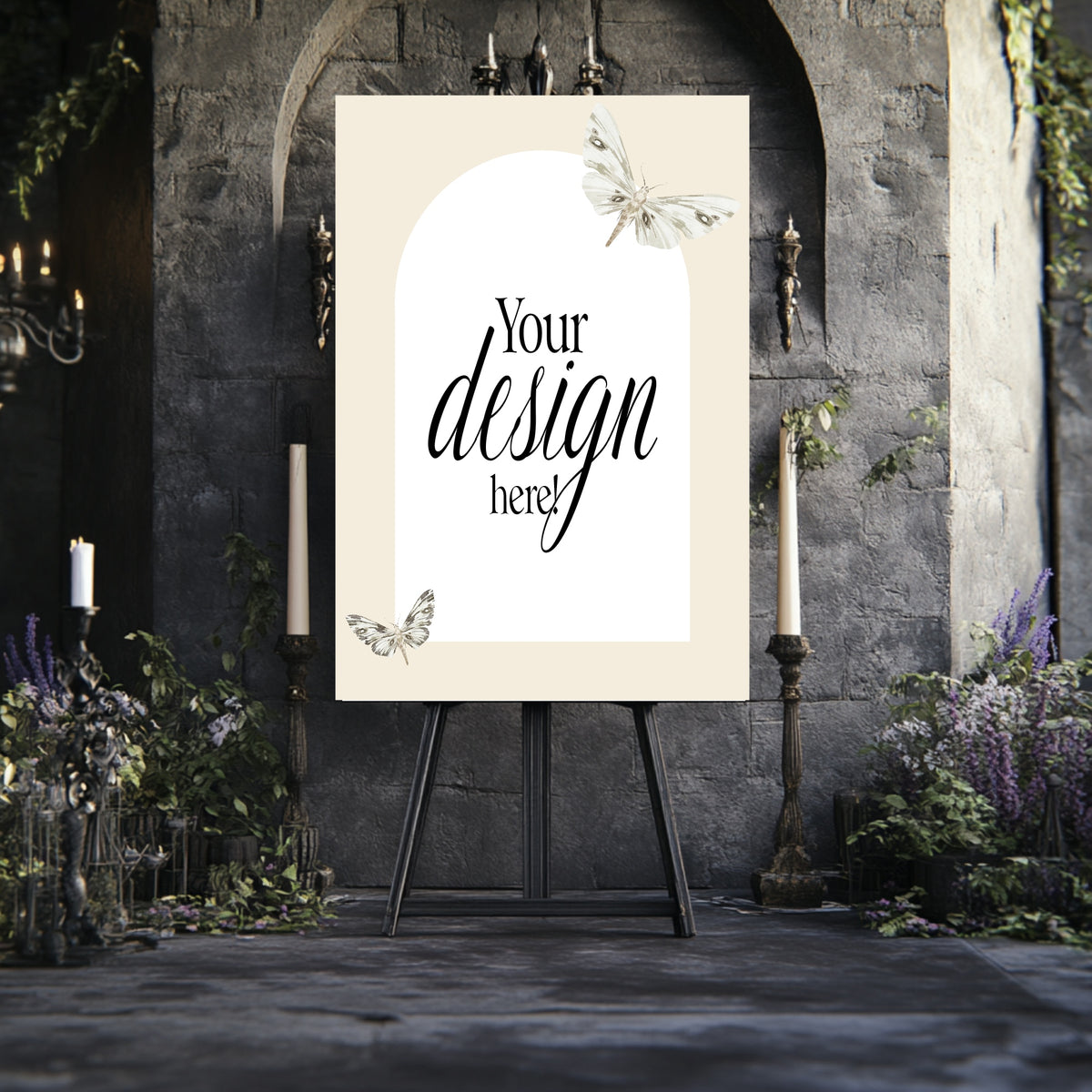 Dark Romance Vintage Moth Wedding Custom Wording Sign | 21. Custom