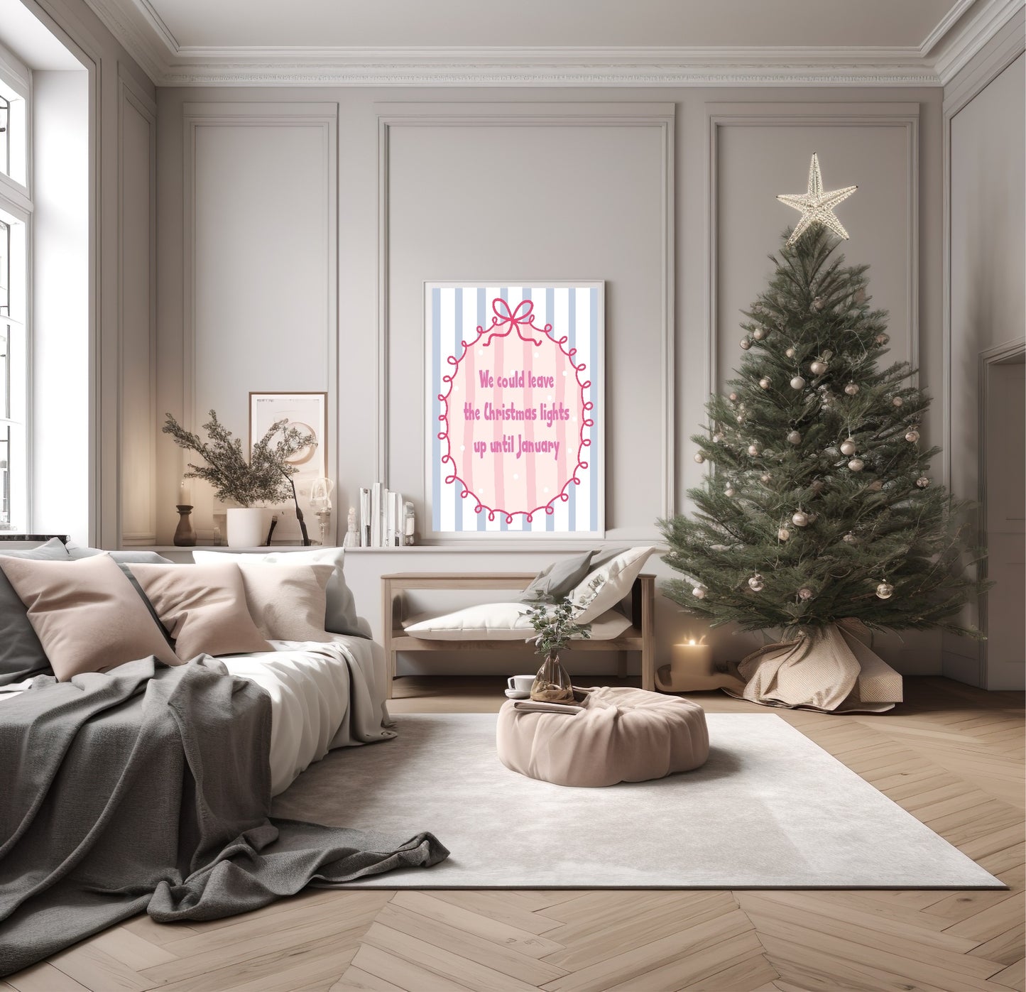 Christmas Lights 'Til January Print |  Seasonal Wall Art