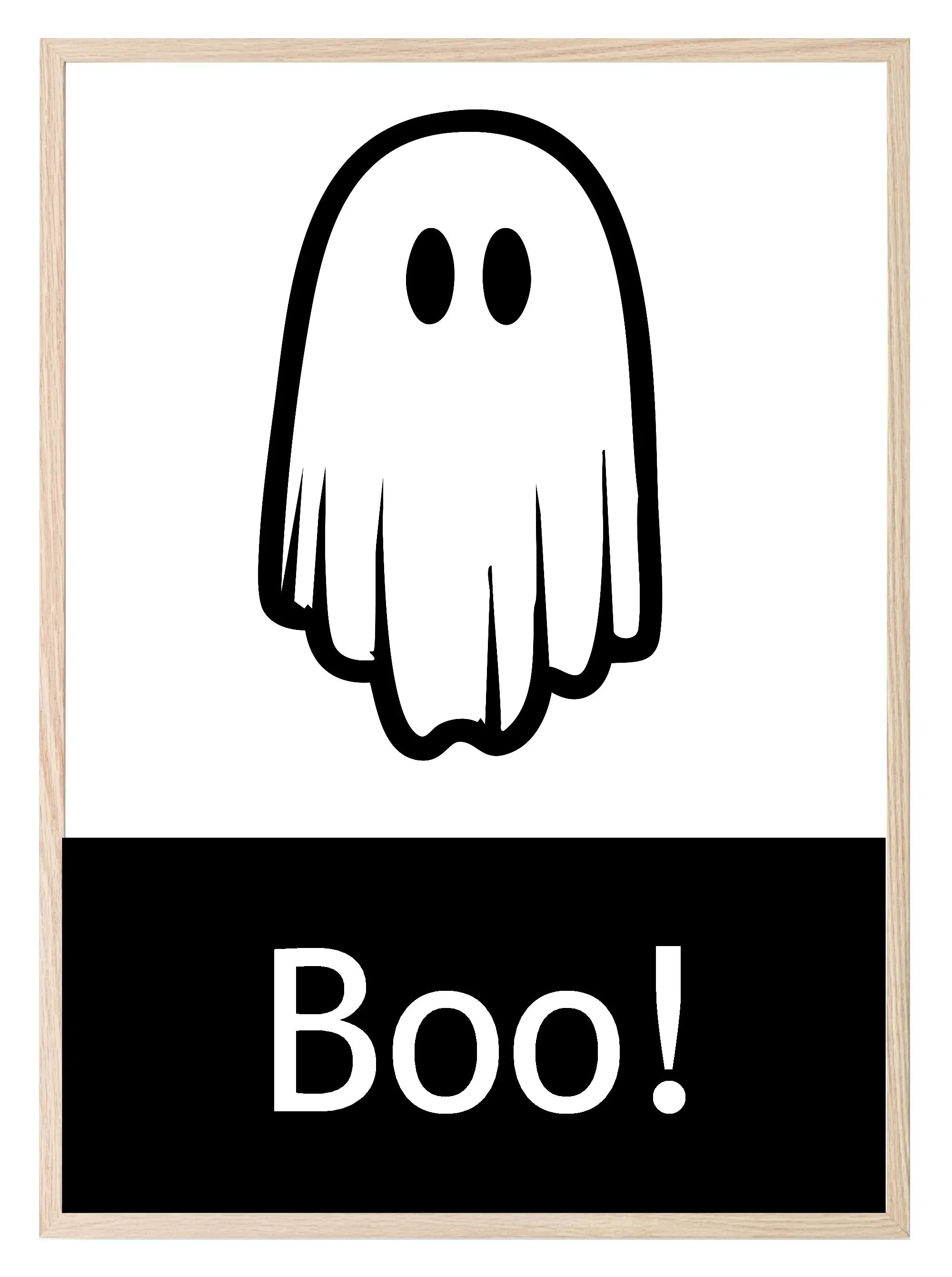 Boo Print | Ghost | Halloween Wall Art | Black & White - Larosier Prints