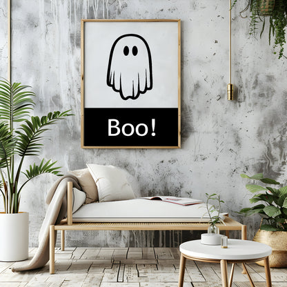 Boo Print | Ghost | Halloween Wall Art | Black & White