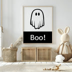 Boo Print | Ghost | Halloween Wall Art | Black & White - Larosier Prints