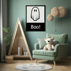 Boo Print | Ghost | Halloween Wall Art | Black & White - Larosier Prints
