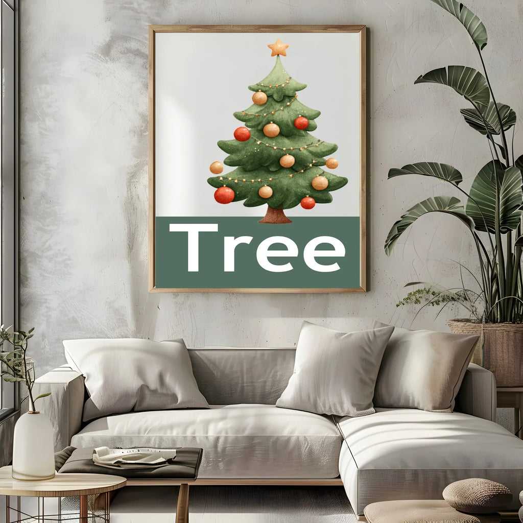 Christmas Tree Print | Kids Seasonal Wall Art - Larosier Prints