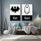 Bat Print | Black & White Wall Art | Minimal Halloween Décor - Larosier Prints