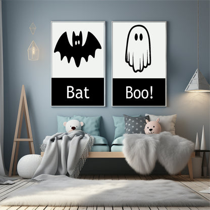 Bat Print | Black & White Wall Art | Minimal Halloween Décor