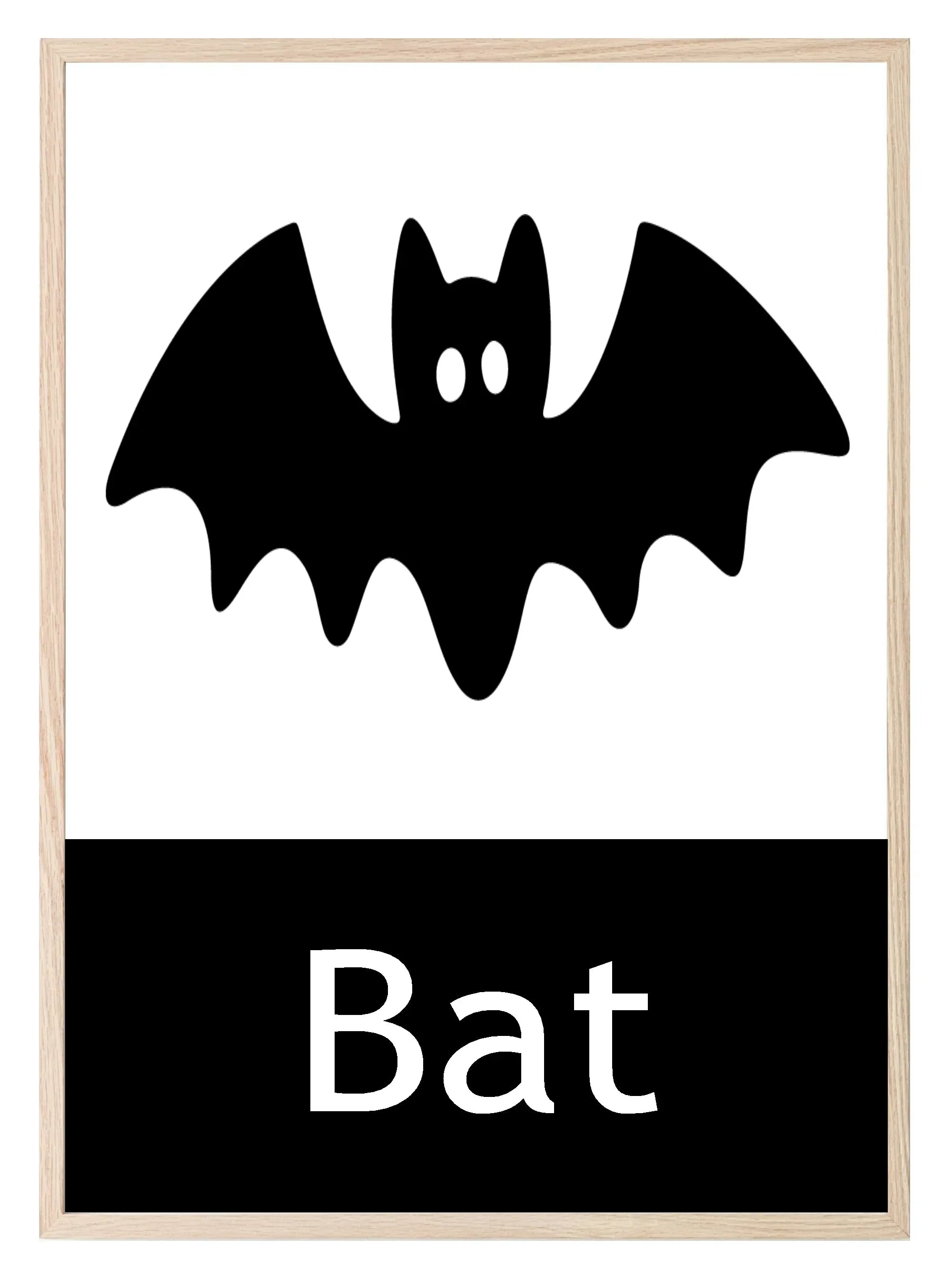 Bat Print | Black & White Wall Art | Minimal Halloween Décor - Larosier Prints