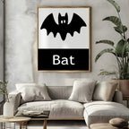 Bat Print | Black & White Wall Art | Minimal Halloween Décor - Larosier Prints