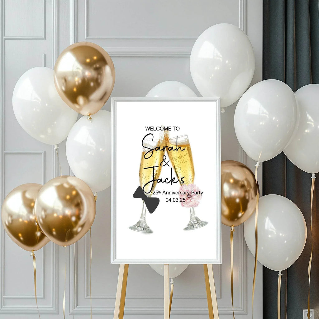 Champaign Glasses Anniversary Party Sign - Larosier Prints