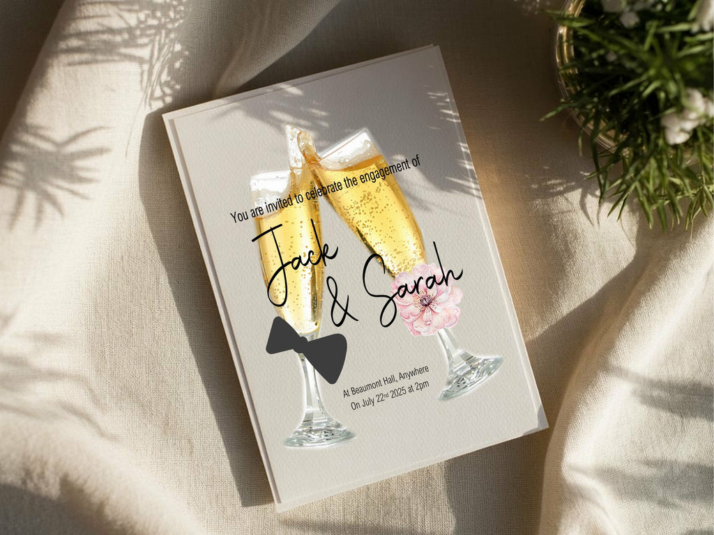 Champagne Glasses Engagement Party Invitations | Personalised | Pack of 10