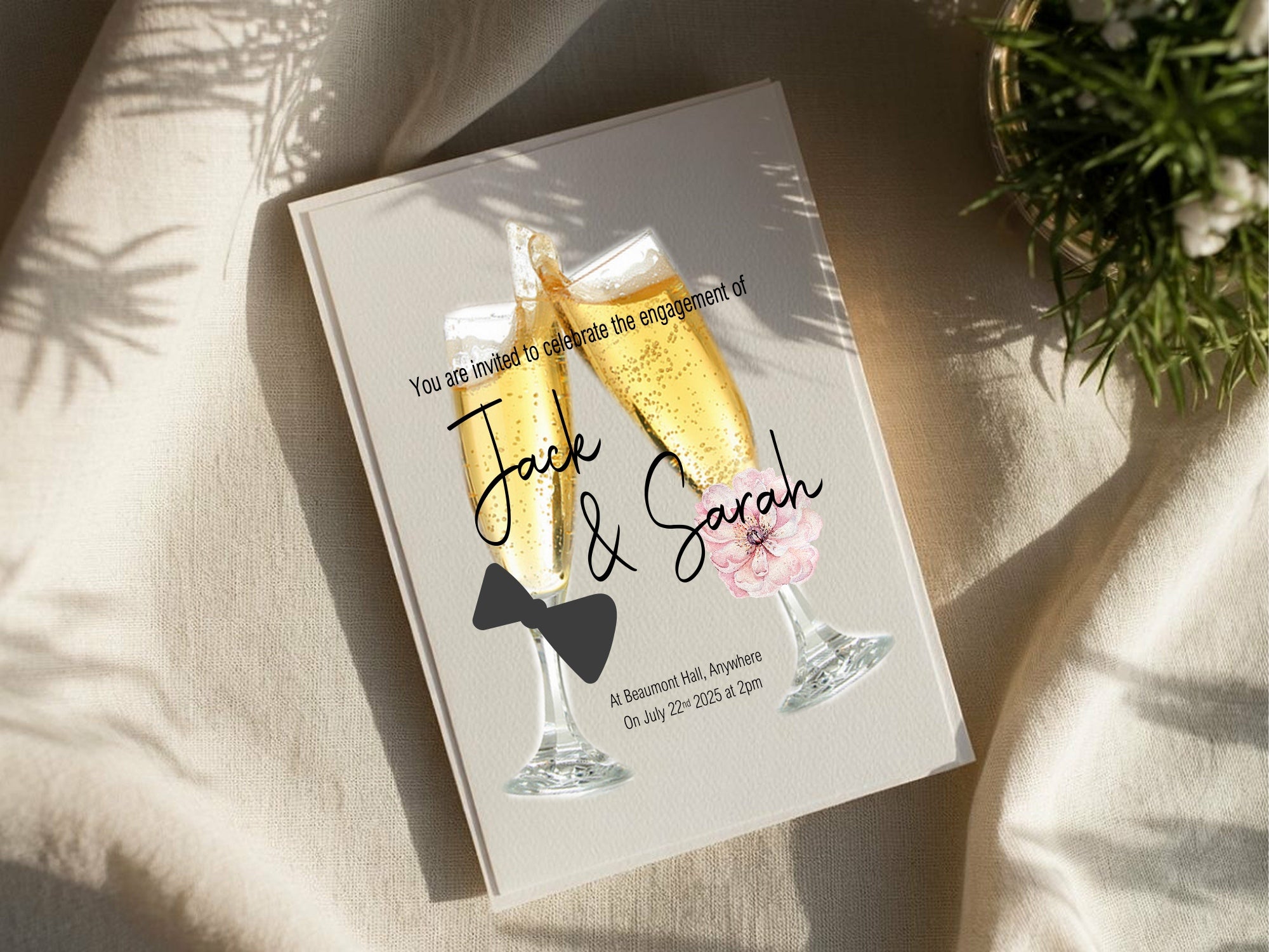 Champagne Glasses Engagement Party Invitations | Personalised | Pack of 10