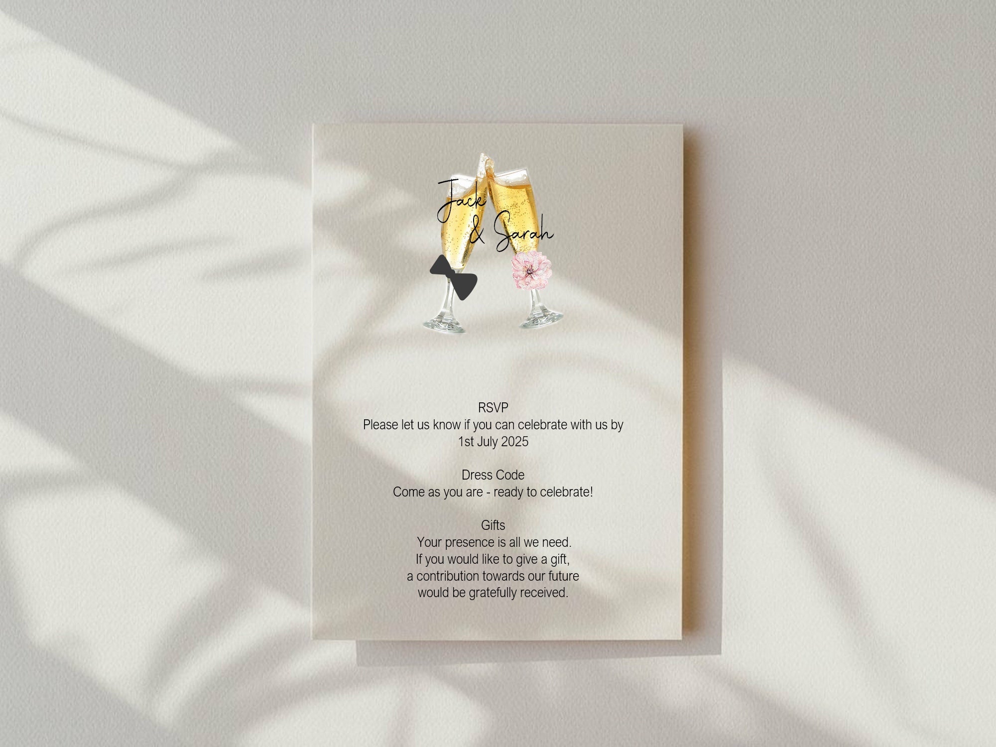 Champagne Glasses Engagement Party Invitations | Personalised | Pack of 10