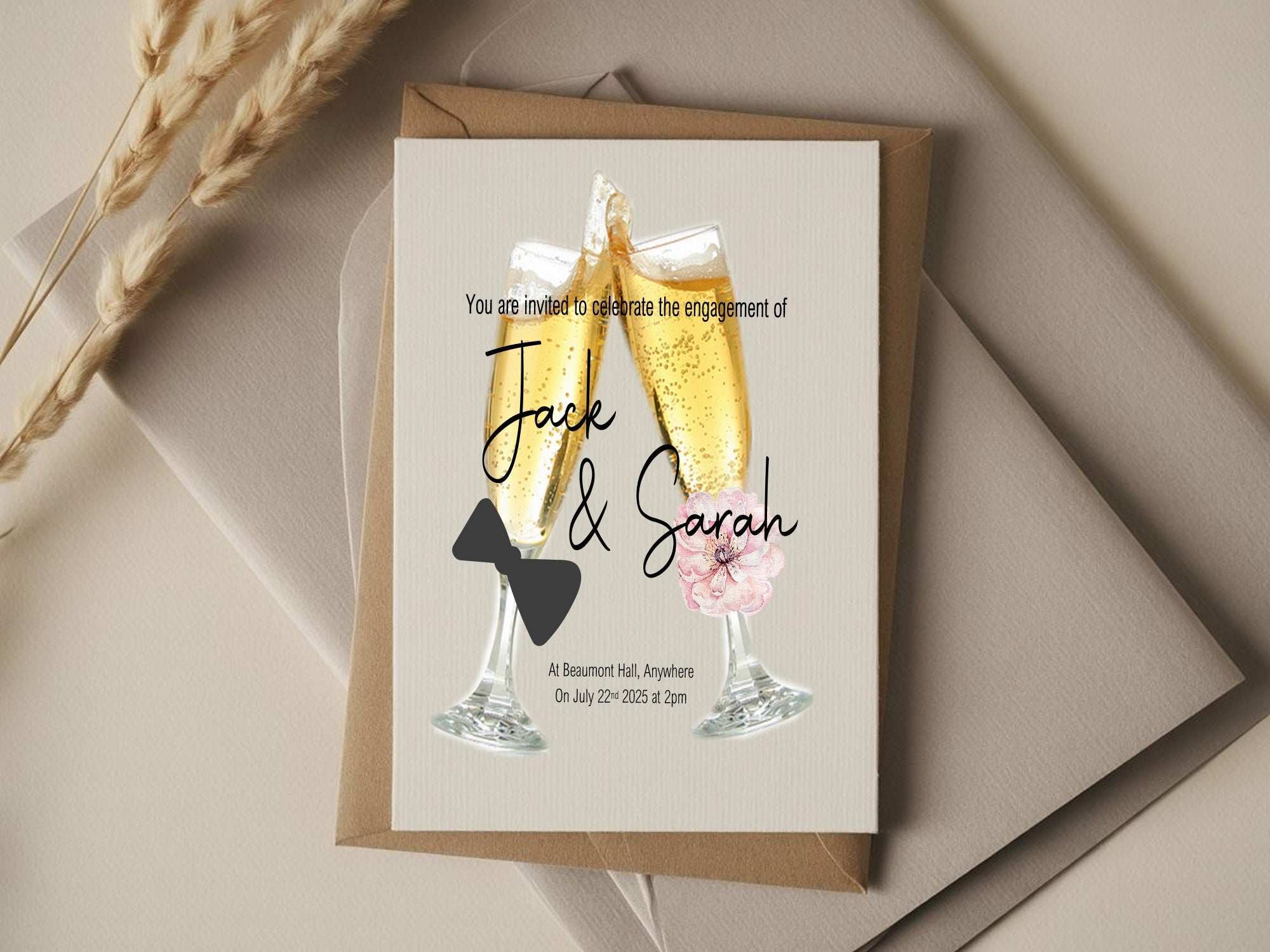 Champagne Glasses Engagement Party Invitations | Personalised | Pack of 10
