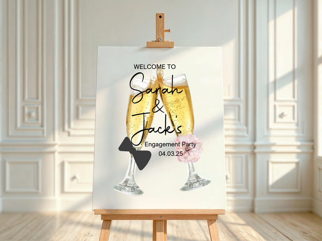Champagne Glasses Engagement Party Invitations | Personalised | Pack of 10
