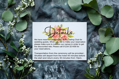 Pink Rose Wedding Invitations Enclosure Cards | Pack of 10 | A6