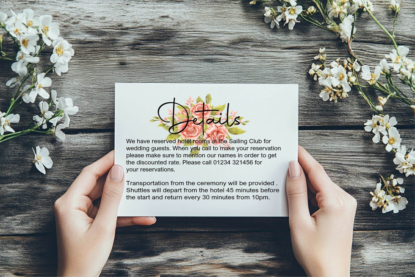 Pink Rose Wedding Invitations Enclosure Cards | Pack of 10 | A6
