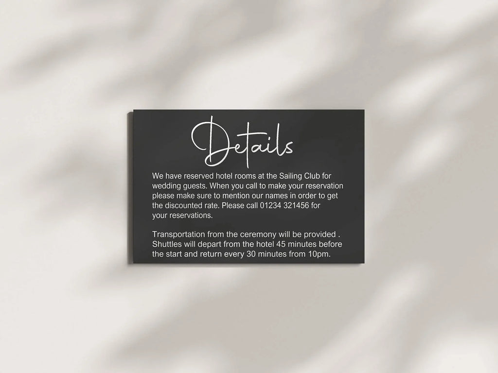 Minimalist Noir Wedding Invitations Enclosure Cards | Pack of 10 | A6 - Larosier Prints