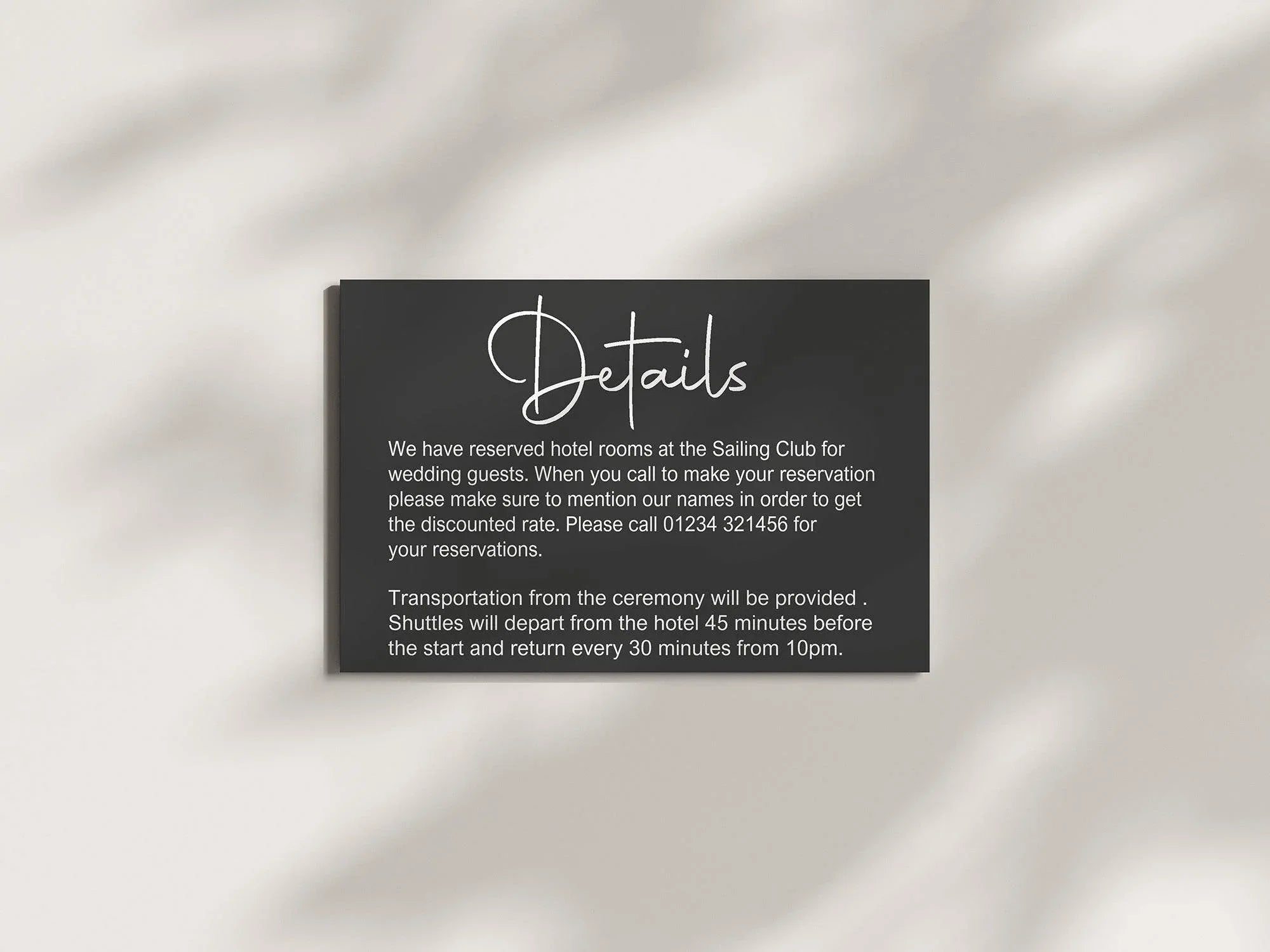 Minimalist Noir Wedding Invitations Enclosure Cards | Pack of 10 | A6 - Larosier Prints