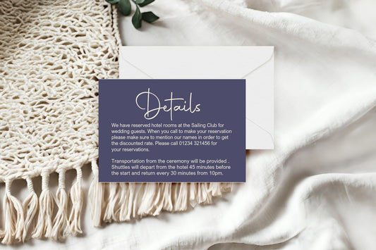 Sapphire Wedding Invitations Enclosure Cards | Pack of 10 | A6