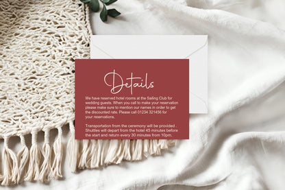 Rosewood Wedding Invitations Enclosure Cards | Pack of 10 | A6