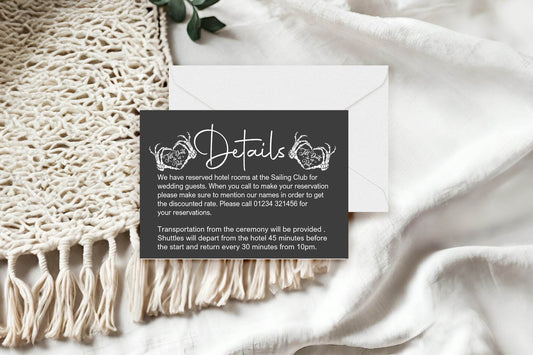 Gothic Wedding Invitations Enclosure Cards | Pack of 10 | A6