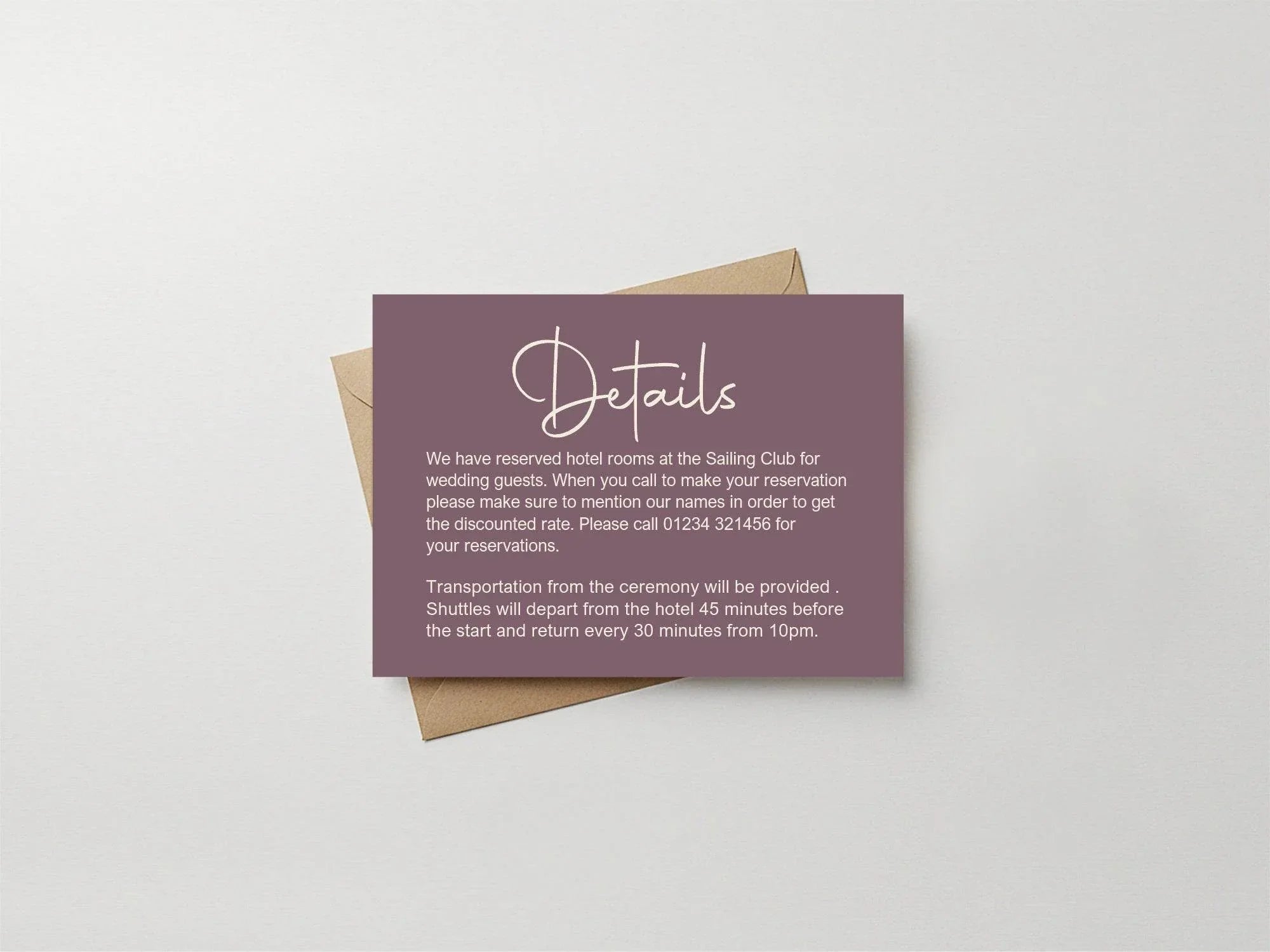 Heather Wedding Invitations Enclosure Cards | Pack of 10 | A6 - Larosier Prints