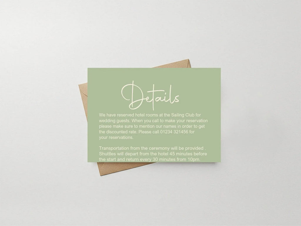 Willow Wedding Invitations Enclosure Cards | Pack of 10 | A6 - Larosier Prints