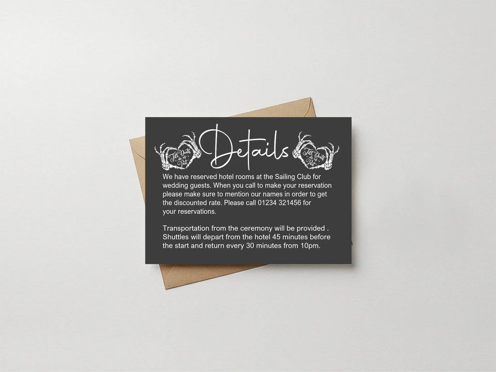 Gothic Wedding Invitations Enclosure Cards | Pack of 10 | A6 - Larosier Prints