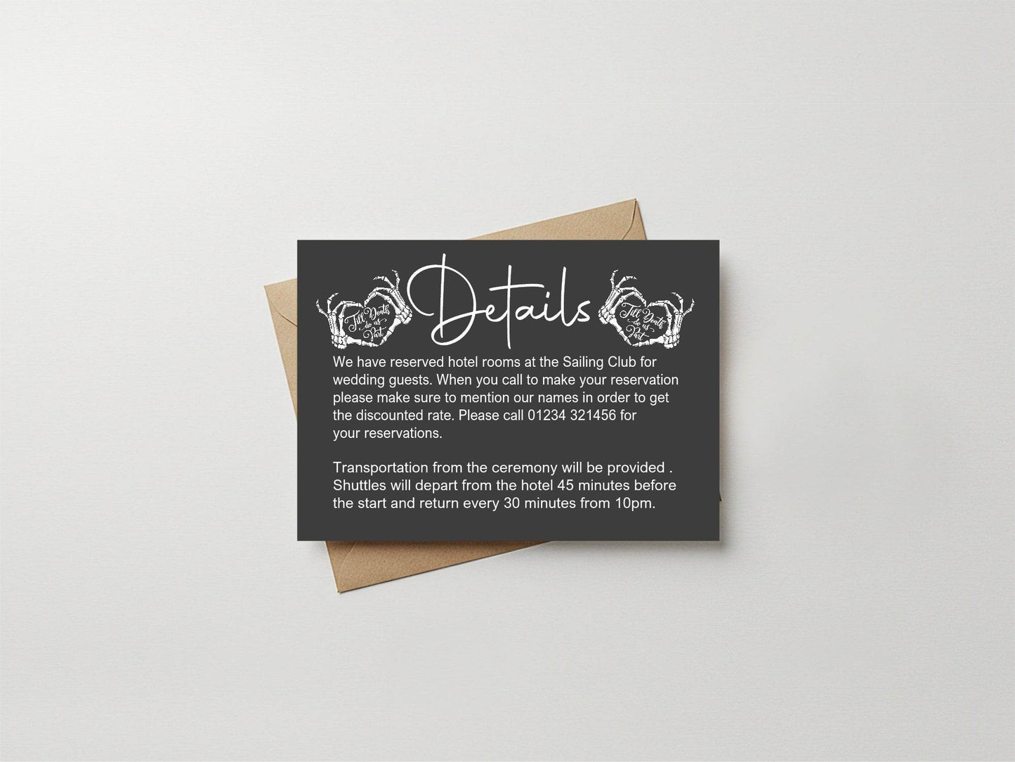Gothic Wedding Invitations Enclosure Cards | Pack of 10 | A6