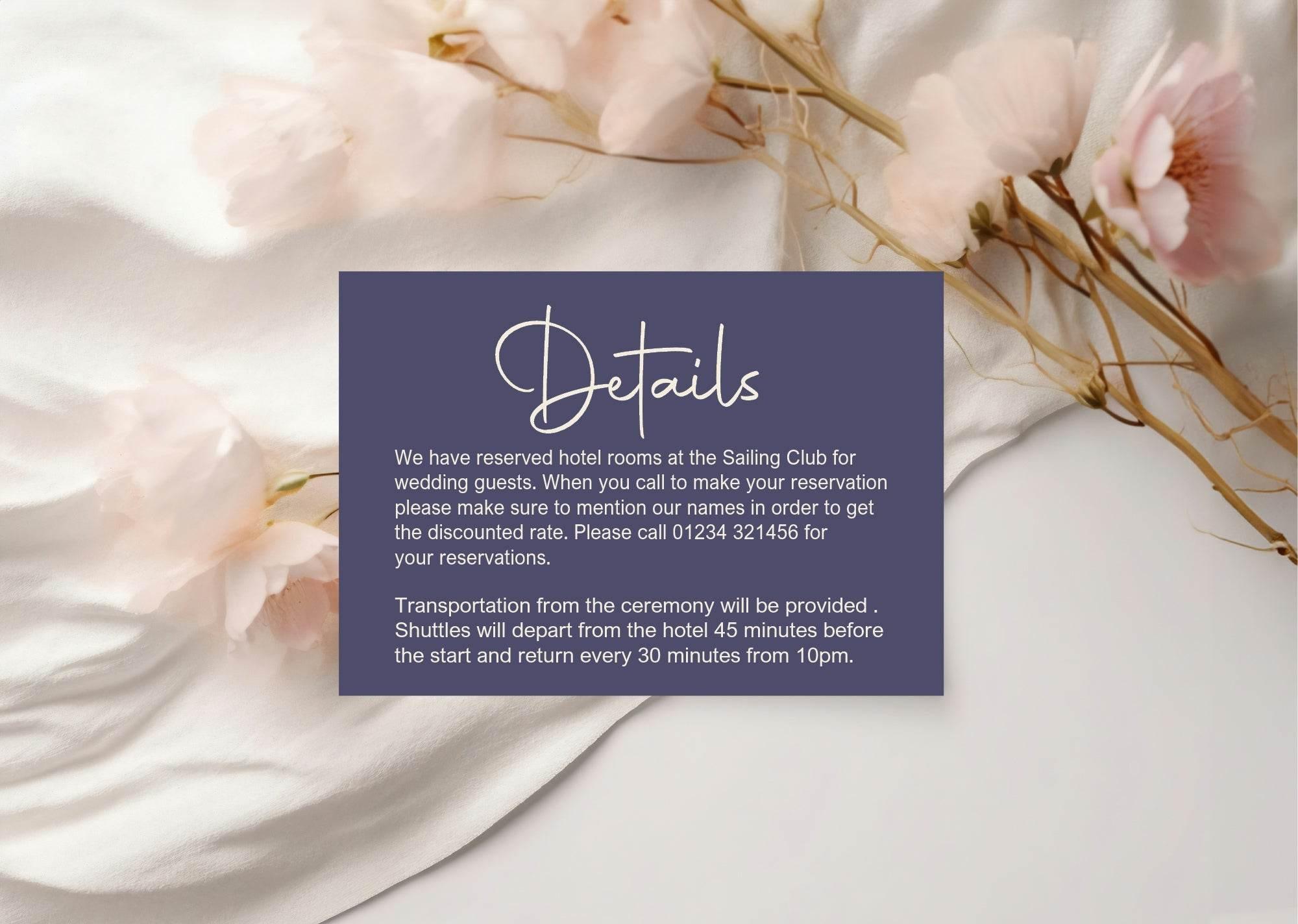 Sapphire Wedding Invitations Enclosure Cards | Pack of 10 | A6 - Larosier Prints