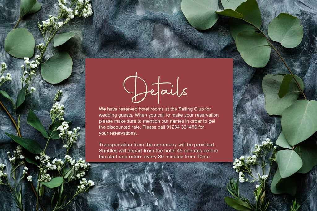 Rosewood Wedding Invitations Enclosure Cards | Pack of 10 | A6 - Larosier Prints