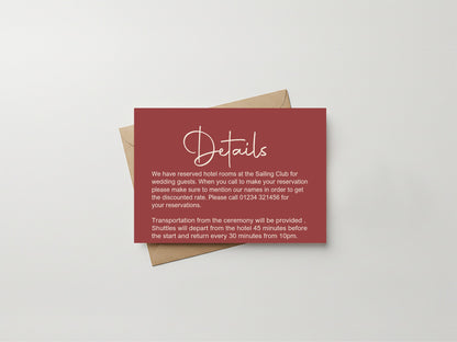 Rosewood Wedding Invitations Enclosure Cards | Pack of 10 | A6