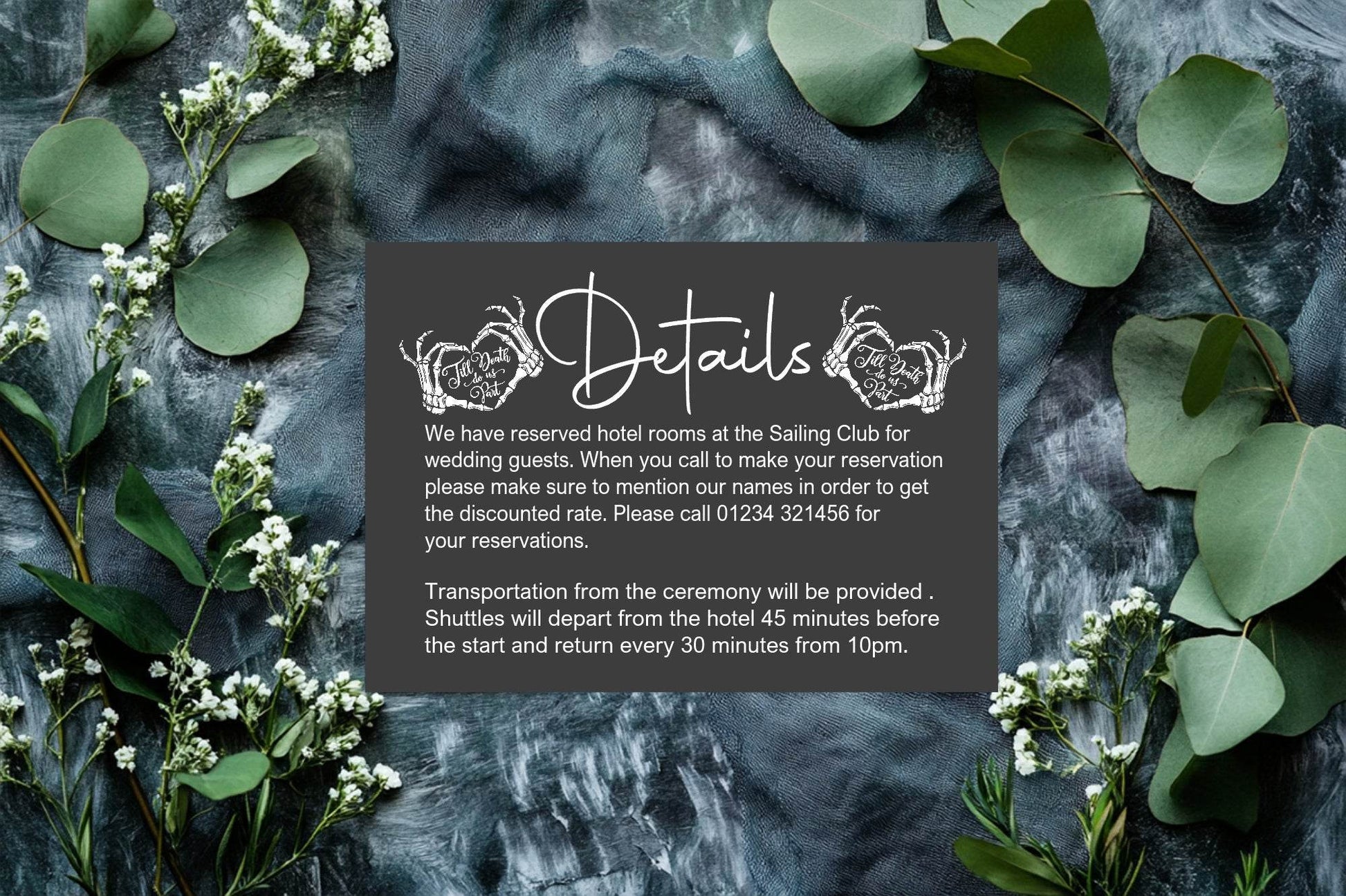 Gothic Wedding Invitations Enclosure Cards | Pack of 10 | A6