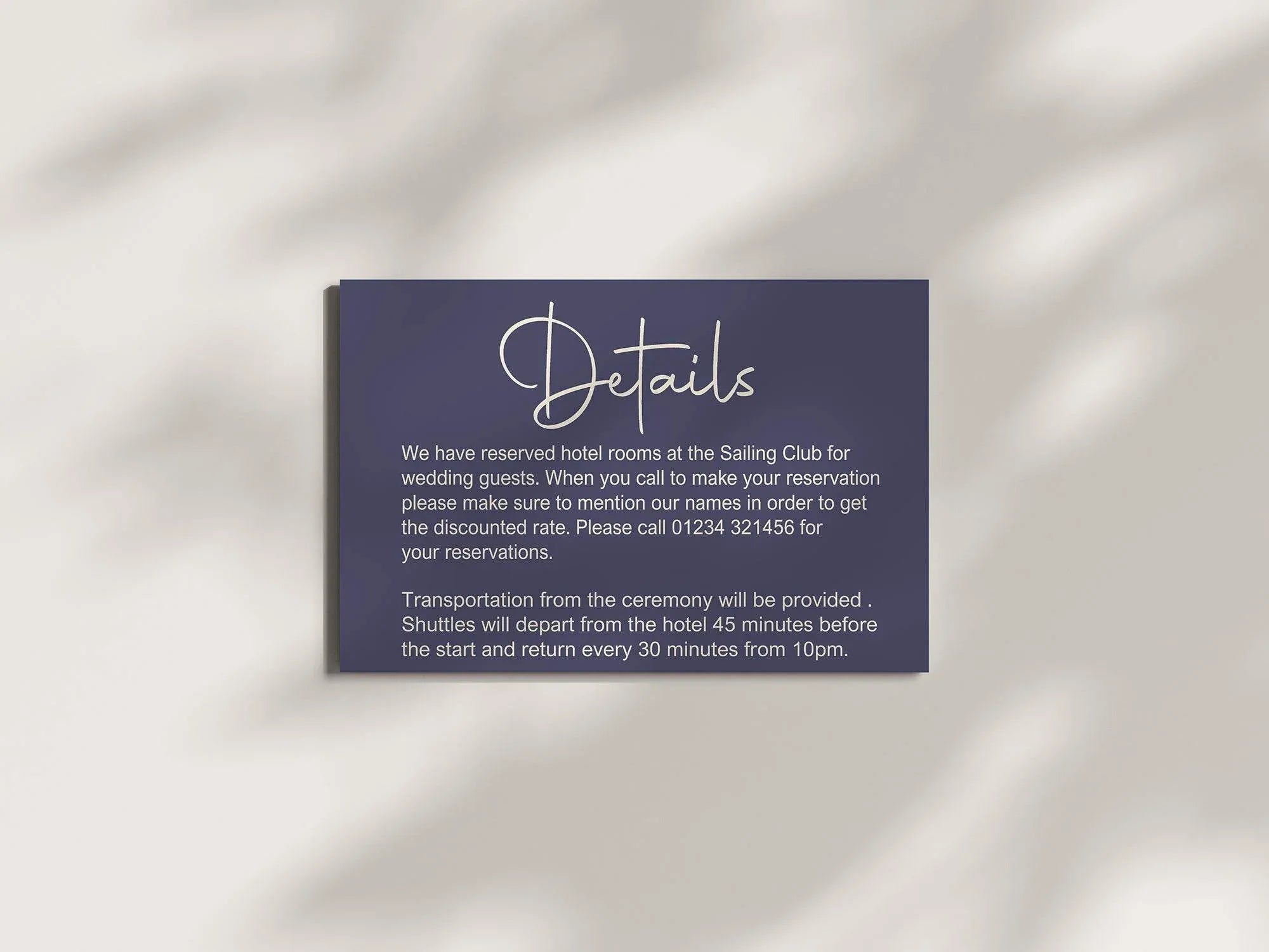 Sapphire Wedding Invitations Enclosure Cards | Pack of 10 | A6 - Larosier Prints